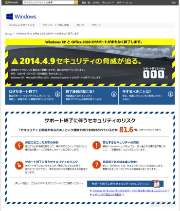 サポート終了後のは危険すぎることが判明「それでも使う？」